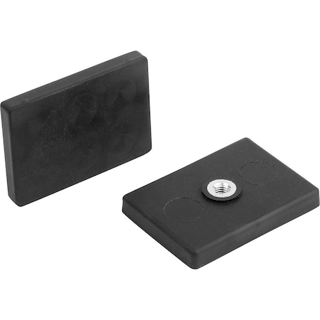 Kipp Magnet Shallow Pot Magnet 43X31X6, 9, Form:A Ndfeb, Rectangular, Comp:Rubber, Comp:Black K1396.14331